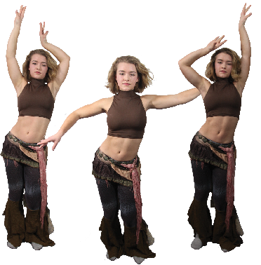Lily expresses her love for belly dancing through a variety of moves.
