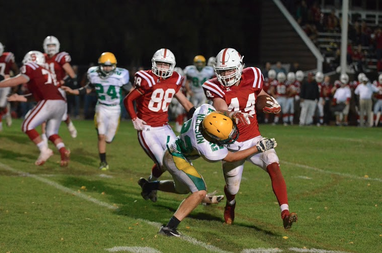 Senior Kyle Perry (44) led Sandpoint in rushing and scored one touchdown in the game.