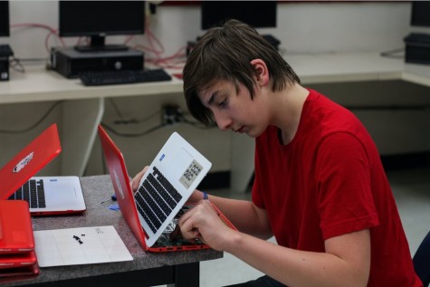 Gillenwater spends many third periods taking apart and fixing Chromebooks