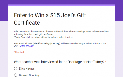 SHS Students – Enter to Win a $15 Joel’s Gift Certificate