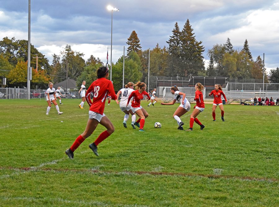 The girls soccer team scored the first goal of the match, but ended up losing 5-3 to Lake City.