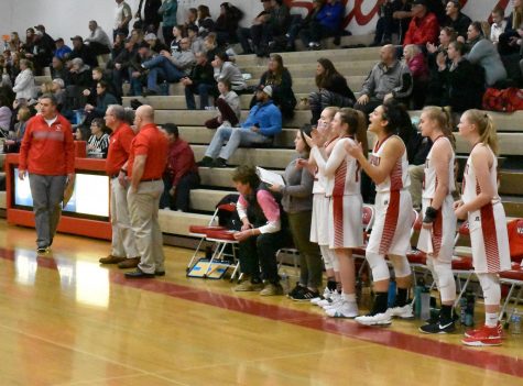 Sandpoint bench cheers for their teammates.