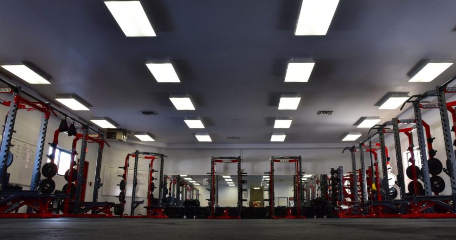 The new weight room offers a variety of equipment, accessible to Sandpoint students and staff.