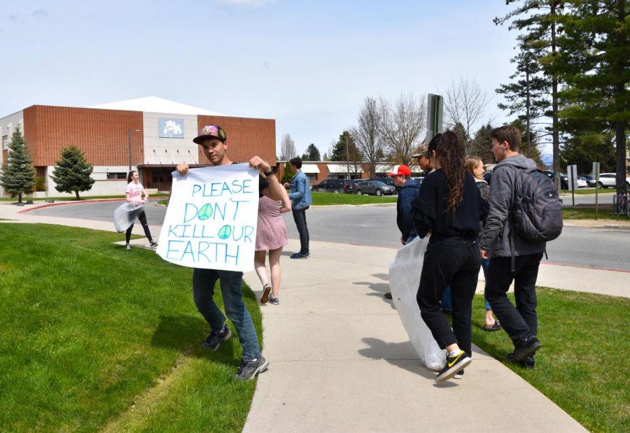 During the climate strike on May 3rd, students walked around and picked up trash.