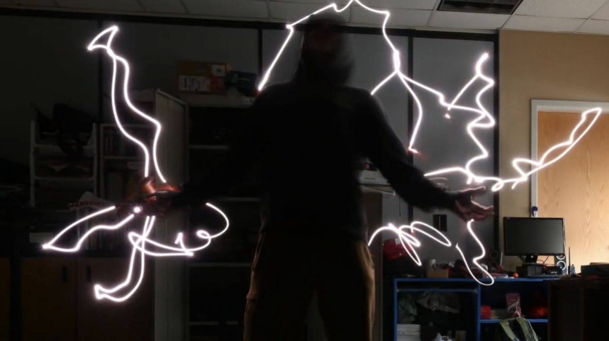 A light painting photograph from a student in the school's Digital Photography class.